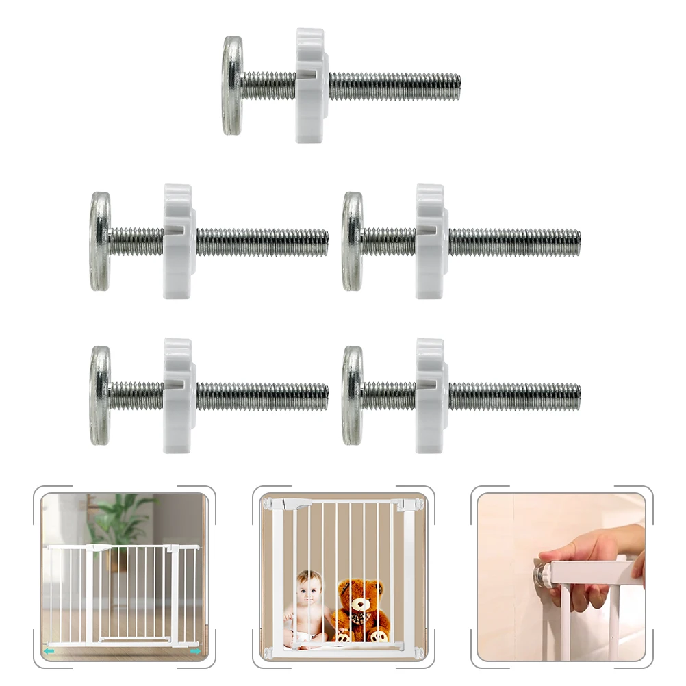 

5pcs Fence Accessories Screws Gate Parts Spindle Rod Plastic Threaded Bolts for Wall Stairs Safety Gate Extension Dog Pet