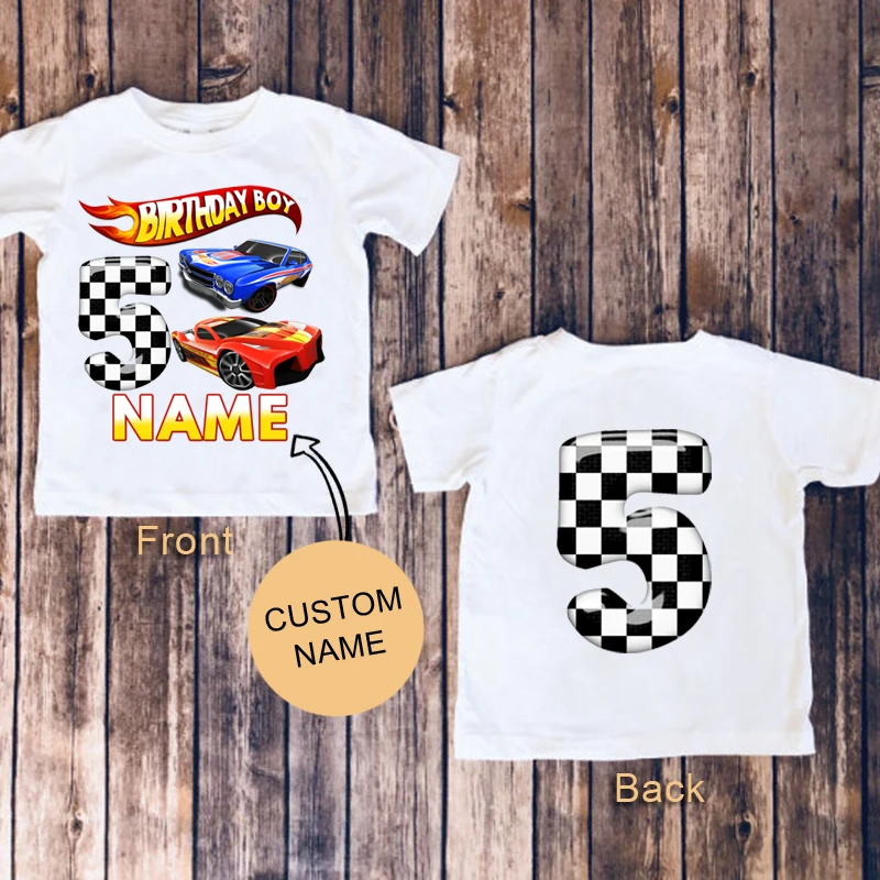 Boys Racing Shirt Birthday Party Shirt for Kids Personalized Name Shirt Toddler Baby Gift 5nd 1st Birthday Boys Tee Girl Shirts