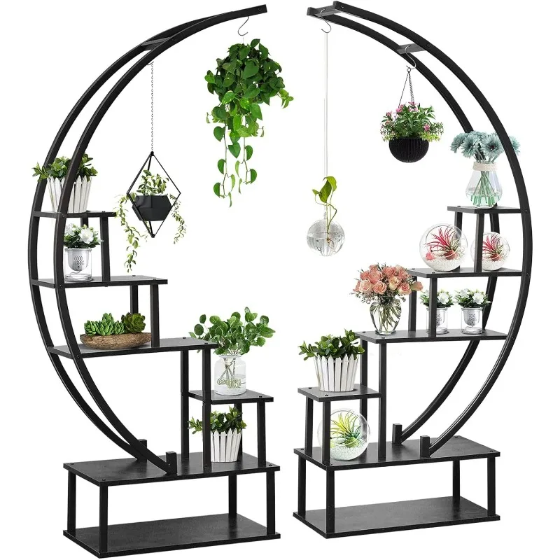 

2 Pcs 6 Tier Tall Metal Indoor Plant Stand Half-Moon-Shaped Plant Shelf Holder Multi-Purpose Plant Stands plants decor