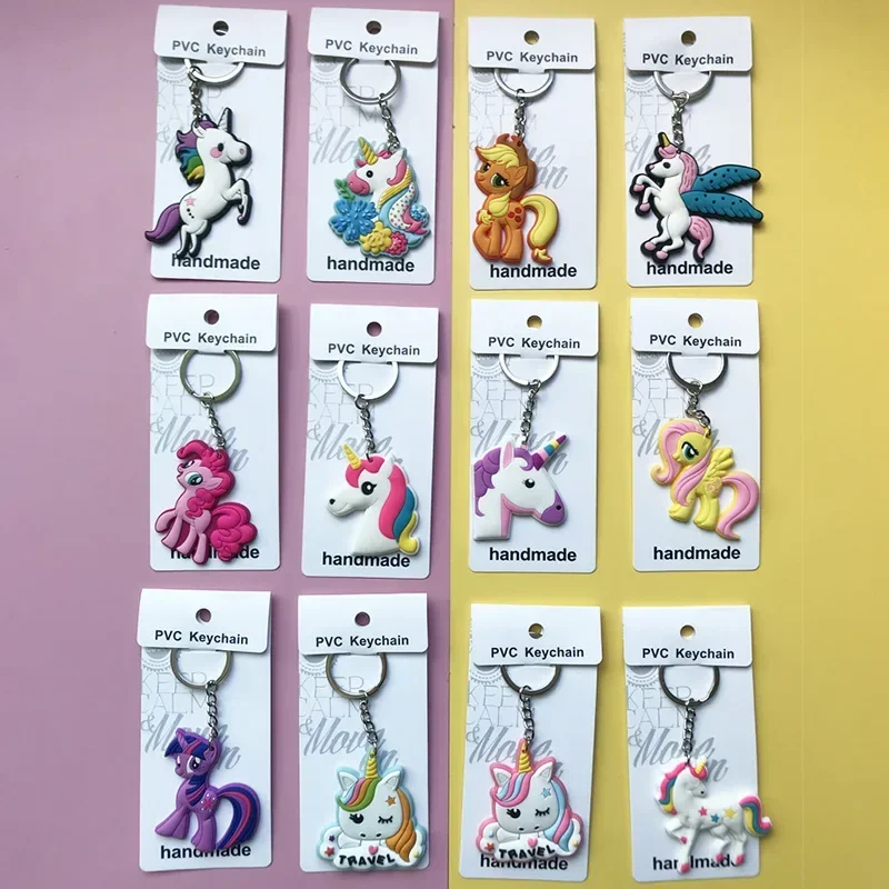 Hasbro pequeño Pony unicornio arcoíris Dash Anime figura llavero de dibujos animados pequeño mochila escolar colgante juguete para niña decoración