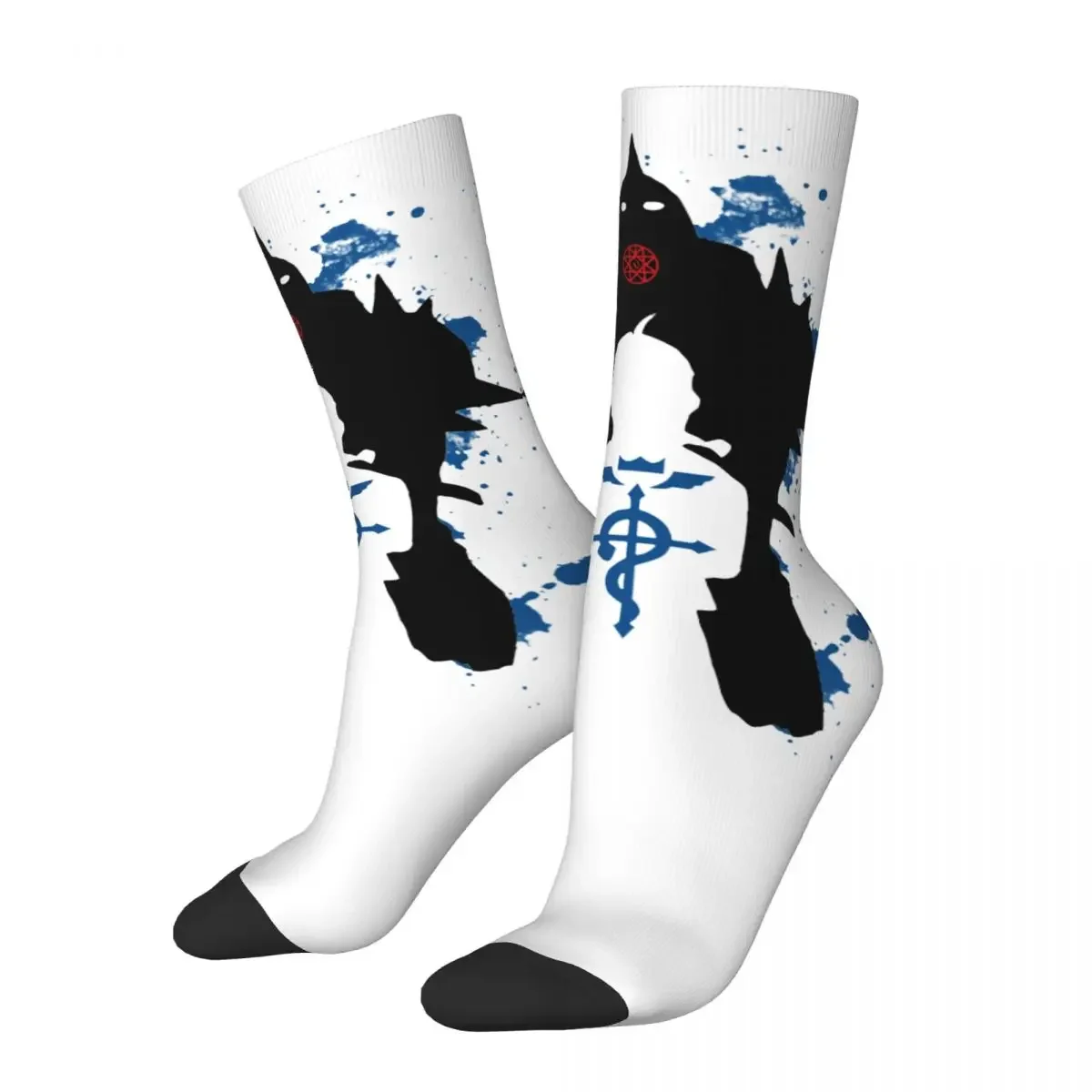 Crazy Design Fullmetal Alchemist Anime Soccer Socks Brotherhood Pride Elric Edward Polyester Long Socks for Unisex Non-slip