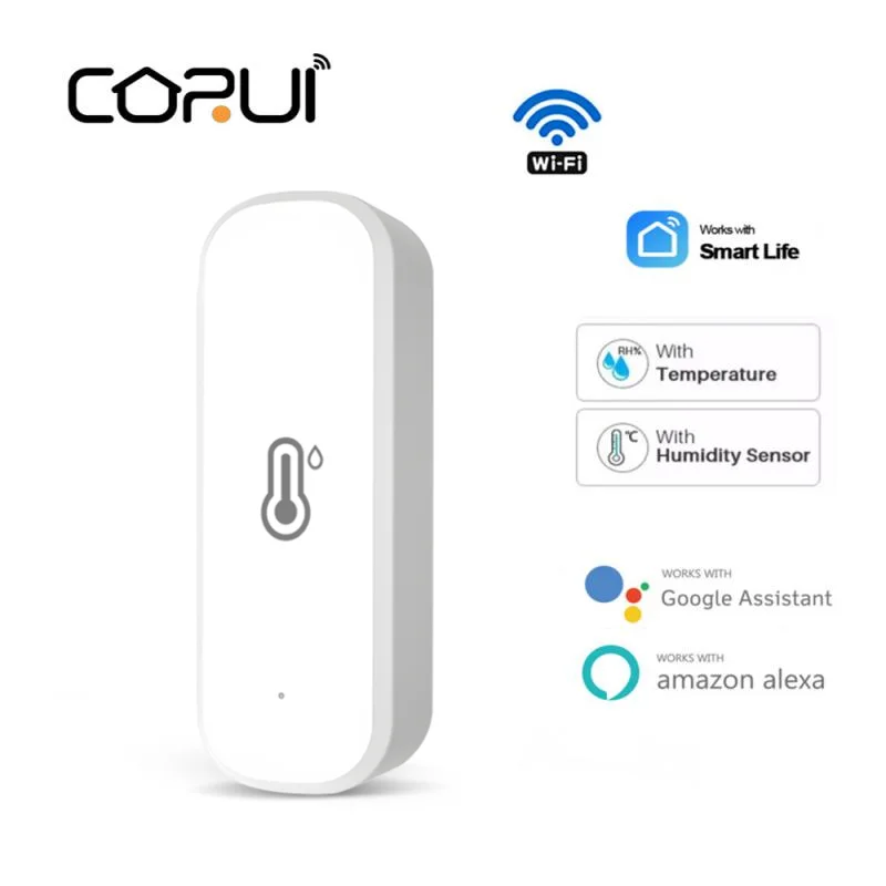 

CORUI Tuya WiFi Zigbee Temperature And Humidity Sensor Indoor Thermometer Smart Life App Control Work With Alexa Google Home