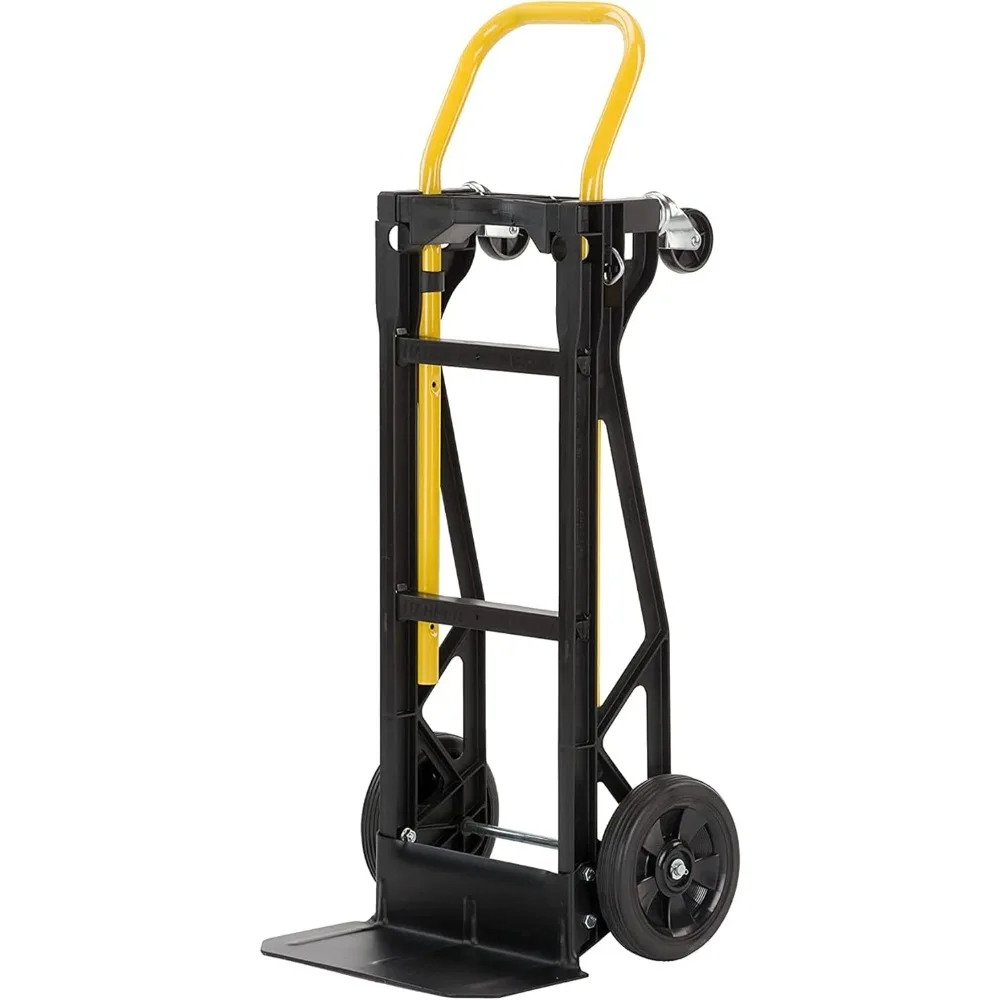 Trucks Heavy Duty Nylon Frame Convertible Hand Truck Dolly Cart with Adjustable Telescopic Frame and Pneumatic Wheels, Black