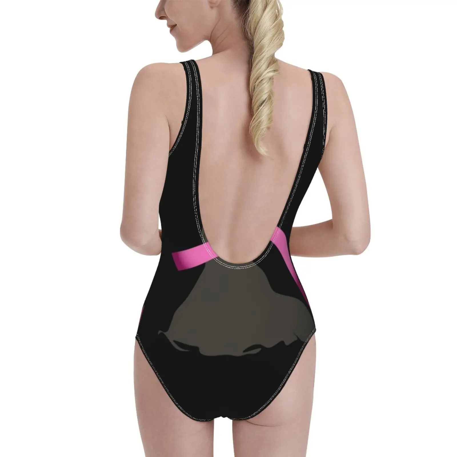 Pink Ribbon Women Swimsuit One Piece Backless Swimwear Sexy Beach Wear Summer Bathing Suits Breast Cancer Awareness Causes