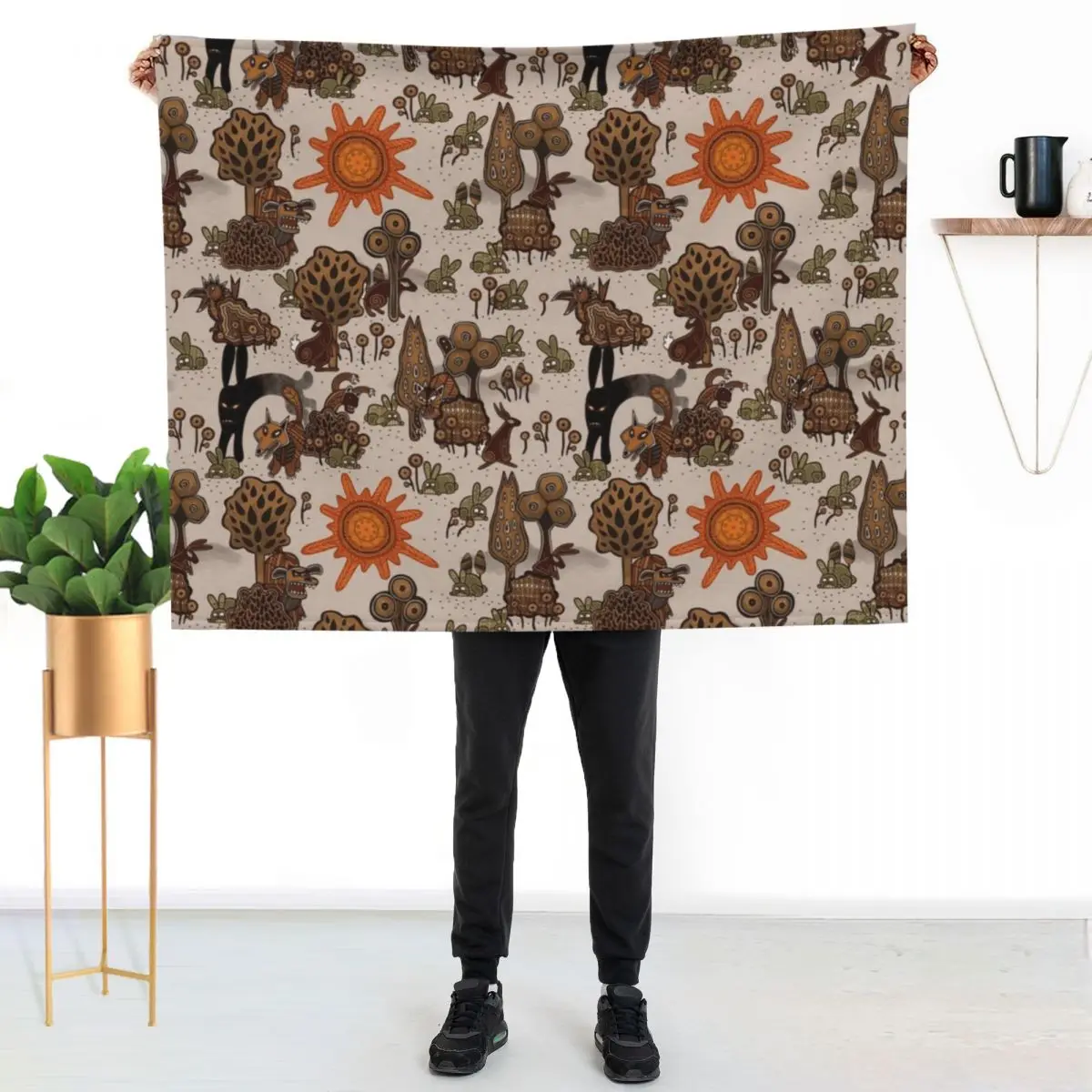 In The Beginning of the World - Watership Down Pattern Throw Blanket Travel Giant Sofa Sofas blankets ands Blankets