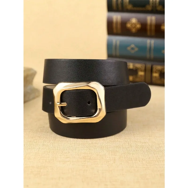 

1 женский черный ремень из искусственной кожи, повязка на голову с квадратной металлической пряжкой, в богемном стиле, модная одежда, модные аксессуары, модная одежда и модные вещи, размер S.