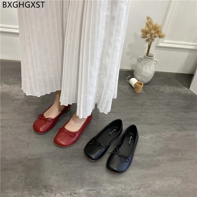 Butterfly Knot Loafers Women Casuales Leather Casual Shoes Slip on Shoes for Women Barefoot Shoes Square Toe Женские сандалии