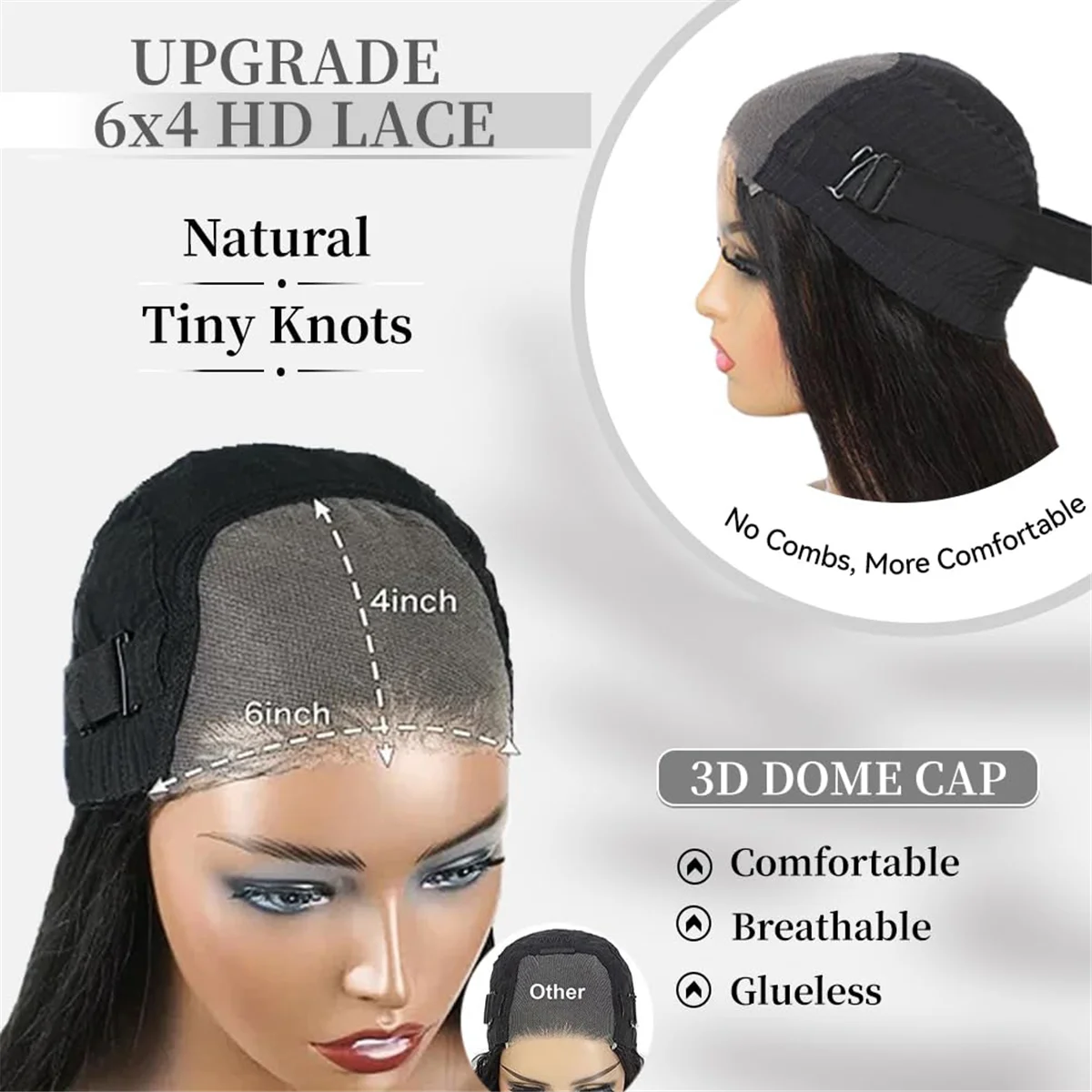 

Wig Pre-Pulled Straight Lace Front Wig Women'S Wig Glueless Front Closure Ready to Wear Wig Straight Hair Wig Head Cover