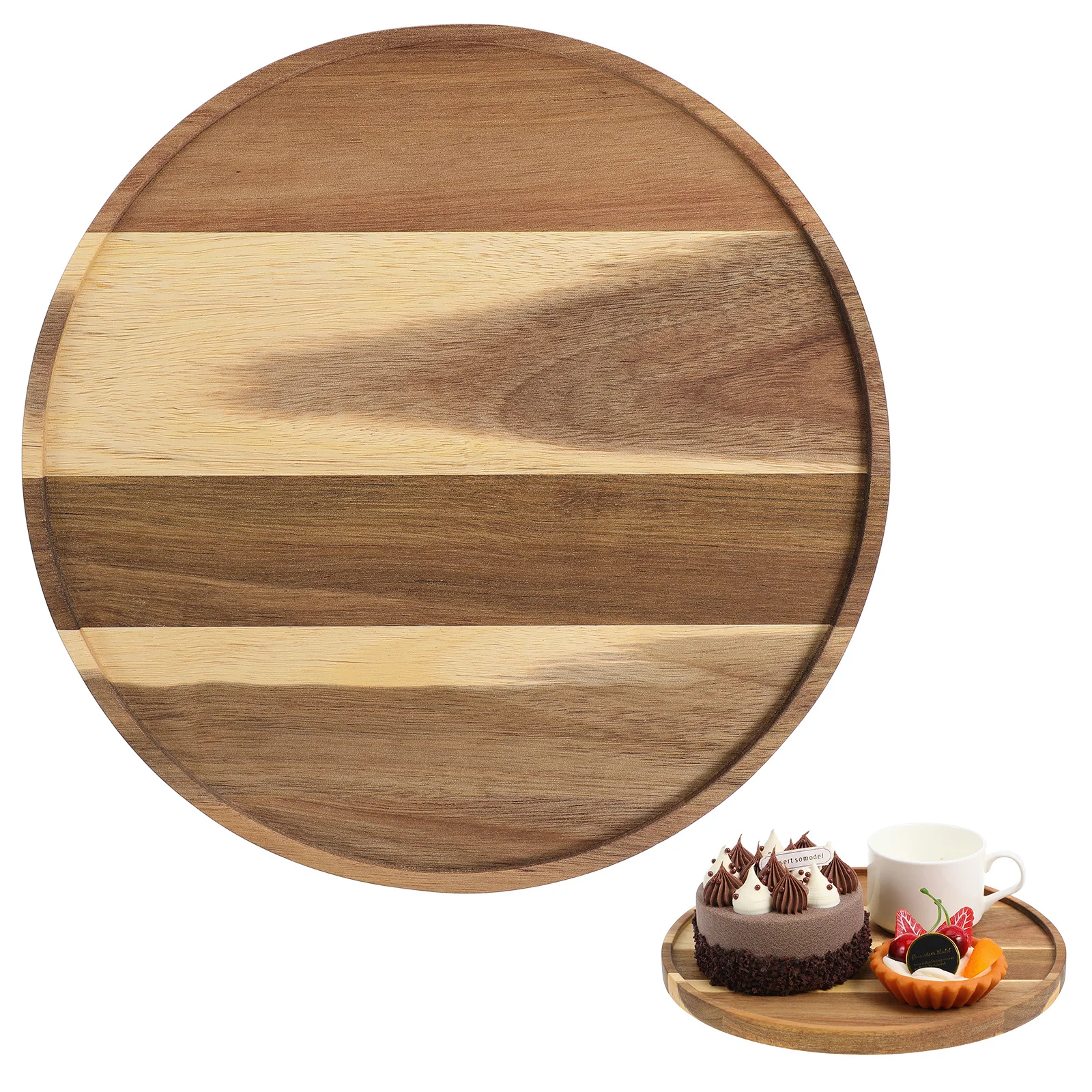 

Rotating Wooden Tray Large Round Wood Tray Vintage Design for Kitchen Countertop Dining Table Coffee Table Organizer