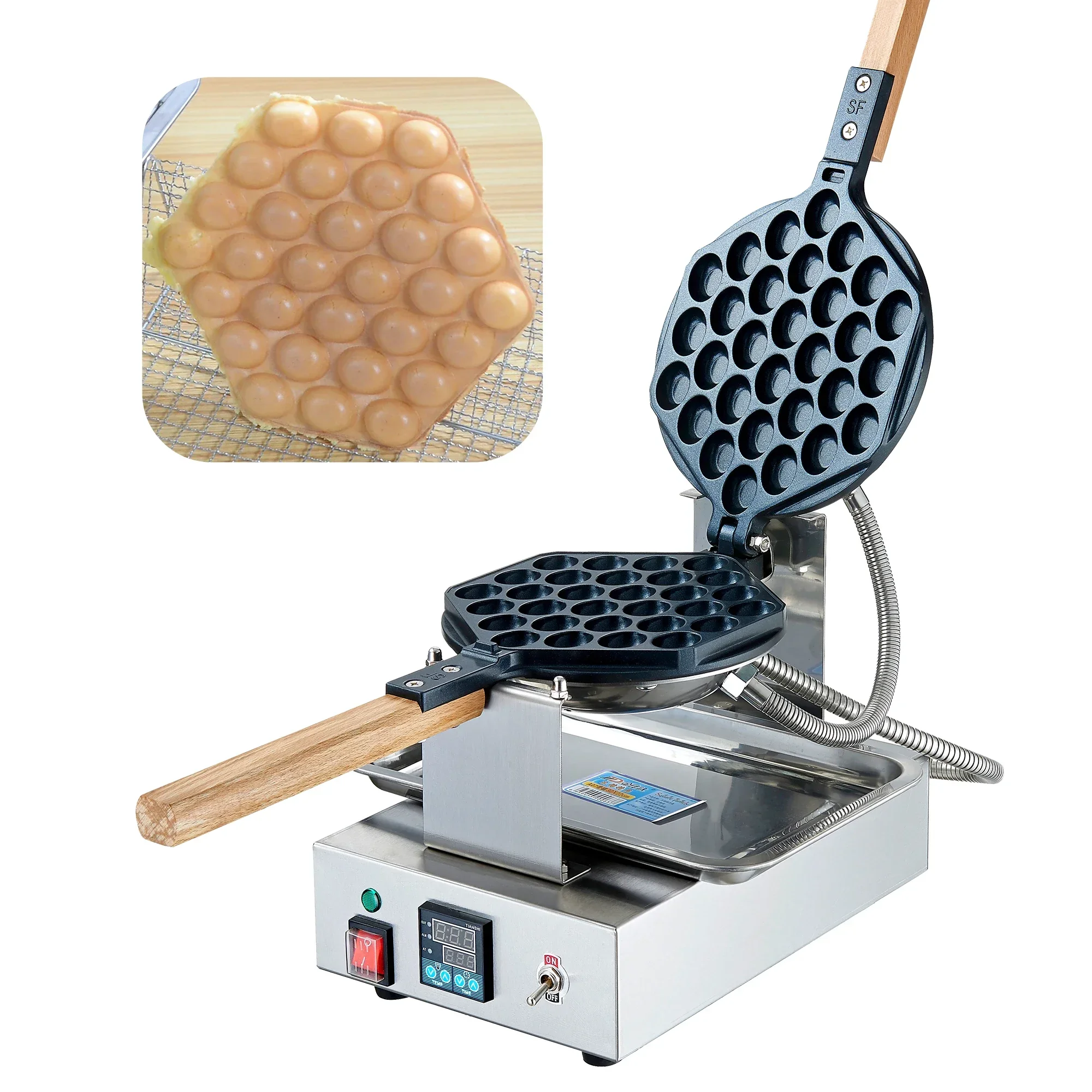 Rotating Bubble Waffle Machine Making Crepe Cone Non-Stick Cooking Electric Egg Waffle Makers
