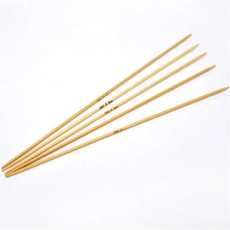 5PCs/Set 2mm-12mm Bamboo Knitting Needles Crochet Hooks Double Pointed Bamboo Needles Sweater Weaving Needle Tool 20cm Long