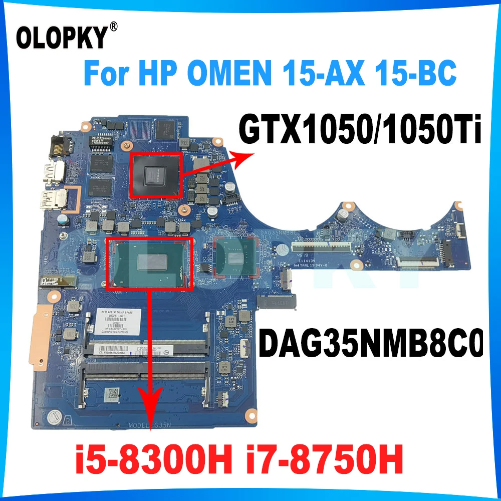 

DAG35NMB8C0 G35N motherboard for HP OMEN 15-AX 15-BC TPN-Q173 laptop motherboard with i5-8300H i7-8750H CPU GTX1050/1050Ti GPU