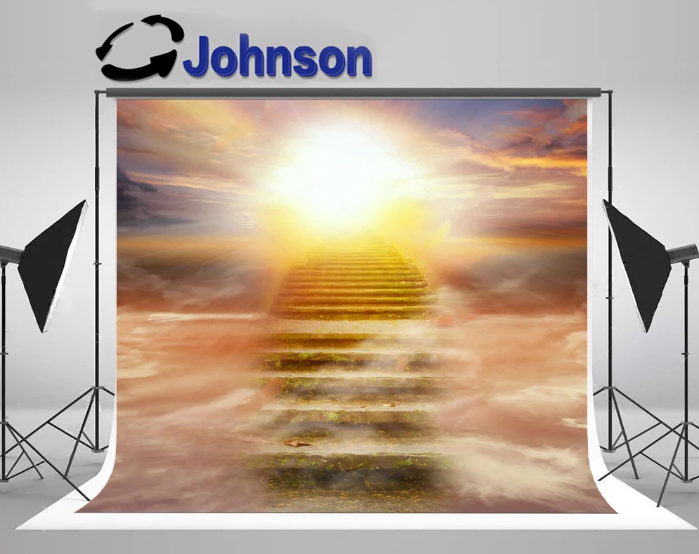 

JOHNSON Religious Heaven Stairway Sky Clound Light background High quality Computer print wedding photo backdrop