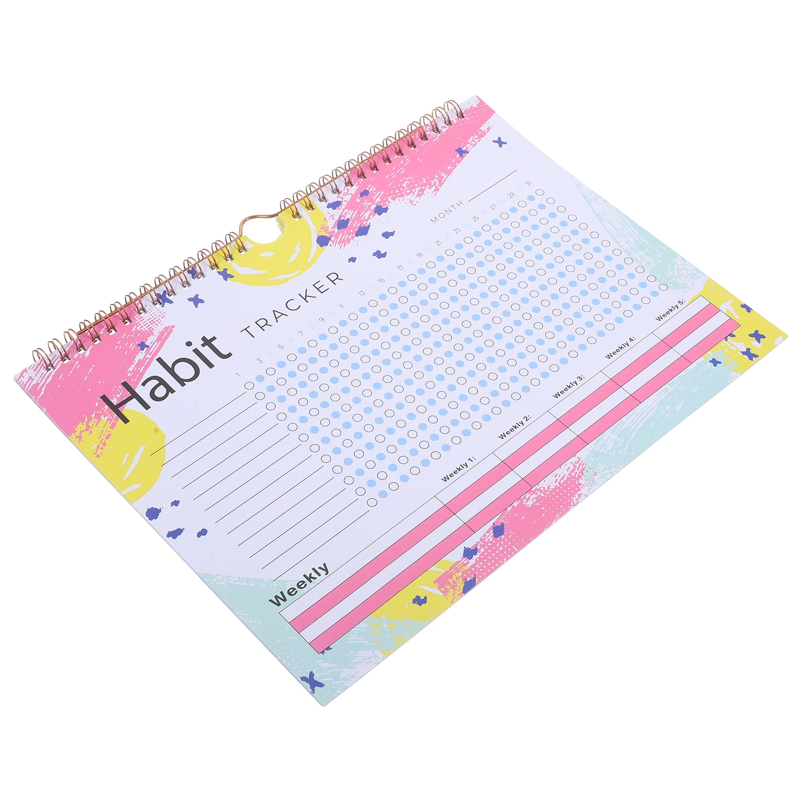 

Habit Tracker No Date Planner Weekly Fitness Goal Planner Mood Tracker Journal Yellow White Design Practical Use