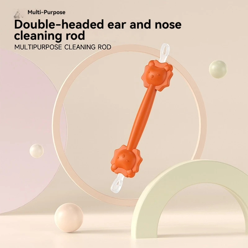 2pcs Cartoon Lion Baby Nose Cleaning Rod Baby Ear Cleaning Tool Nose Spoon Earpick Nasal Cleaning