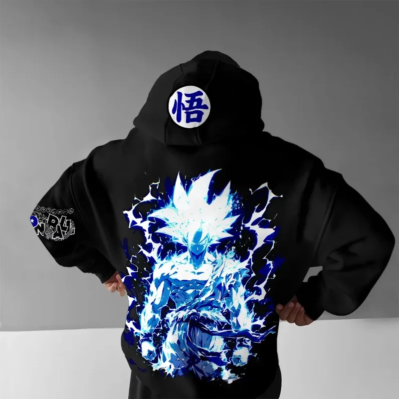2025 Autumn/Winter Men's Hoodie Cool Dragon Ball Animation Printed Street Wear Casual Daily Versatile Jumper Parent Child Top