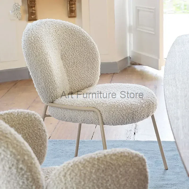 

Floor Minimalist Designer Dining Chair Luxury White Lamb Simple Modern Dining Chair Room Lounge Family Muebles Furniture WWH35YH