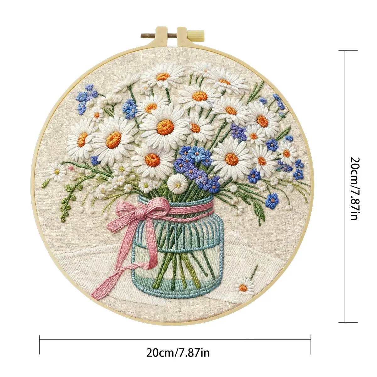 1 Stück 20X20CM/15X15CM 7,87/6,3 Zoll Pflanzen - Blumen Stickerei Starter-Kit DIY-Kit DIY-Stickerei-Set Handarbeiten Malerei – Detail 5