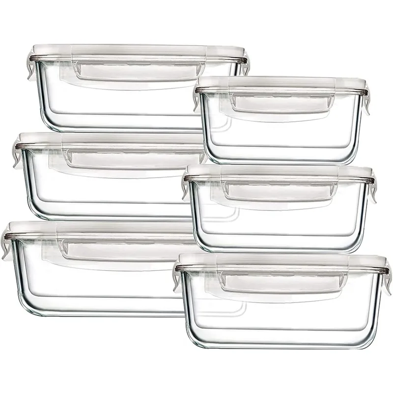 

Large Glass Food Storage Containers with Lids, [12 Piece] Glass Meal Prep Containers, Airtight Glass Bento Boxes
