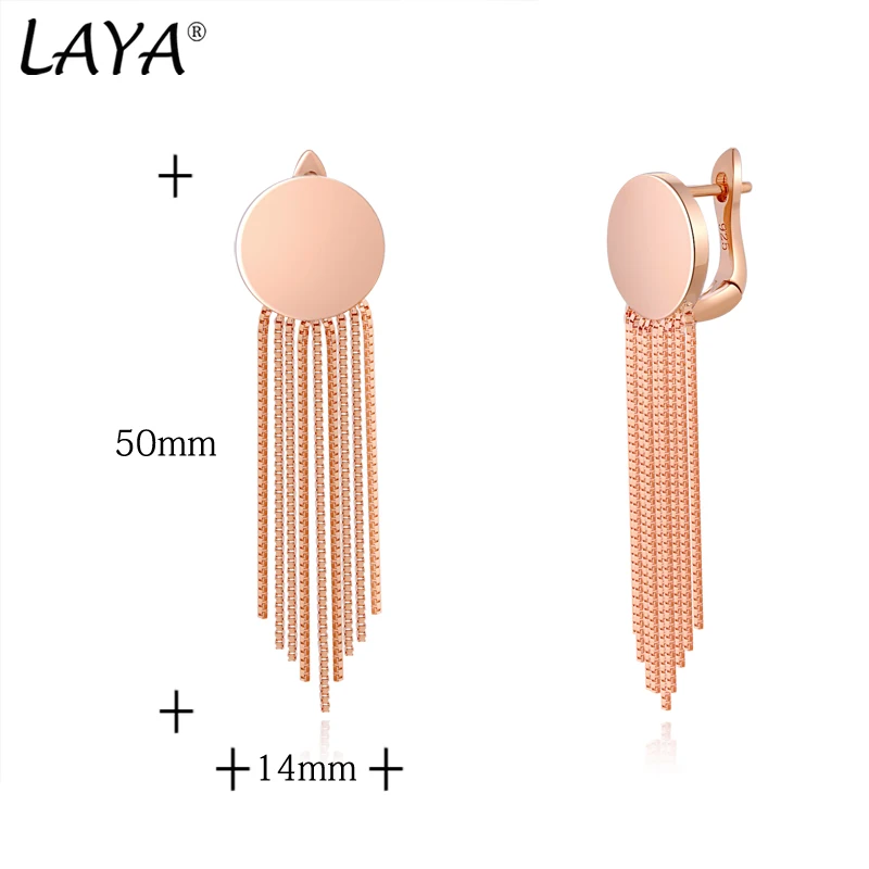 LAYA Charming 925 Sterling Silver Unique Design Plain Silver Creativity Tassel Style Earrings For Ladies Original Fine Jewelry