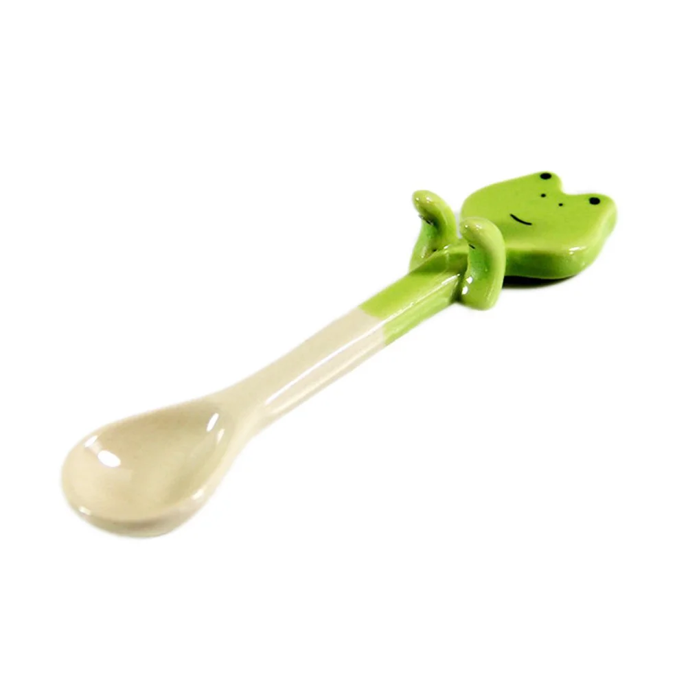 

Mini Ceramic Coffee Spoon Green 116x25cm Animal Design with Hanging Hook for Dessert Tea Stirring Kids Bowl Cup Use