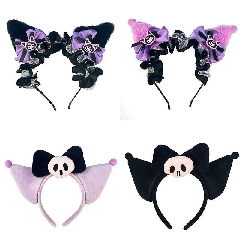 Cute Cartoon Sanrio Kuromi Princess Hair Band Cosplay Skull Hair Hoop For Women Halloween Festival Headbands Hair Accessories