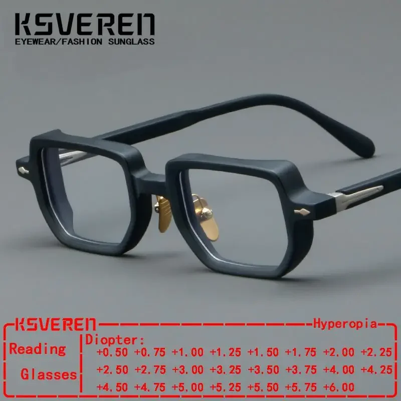 KSVEREN Personality Retro Glasses for men Square Frame myopia optical Acetate glasses for women reading prescription glasses