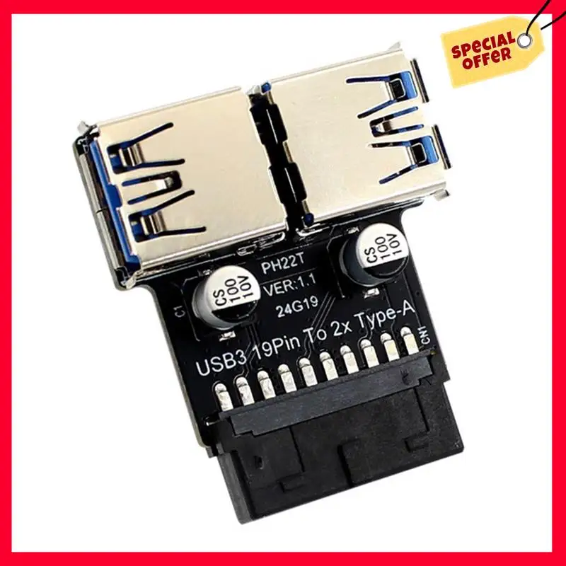 

-A25M 19-контактный адаптер на двойной USB3.0/3.1 19P/20P на двойной тип A, гнездовой преобразователь переднего разъема, адаптер USB 3.0, вставной разъем