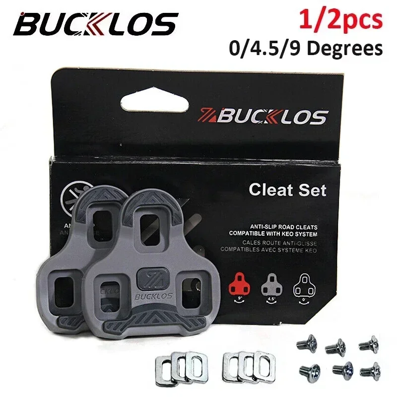 

BUCKLOS for LOOK Keo Cleats Float Road Cycling Shoes Pedal Cleats for Look Keo Bike Self Locking Pedal Plate 4.5/9 Degree 1/2pc