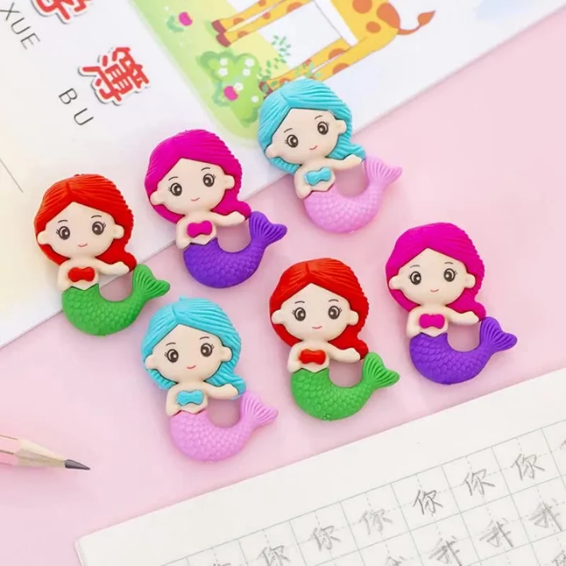 3 Pieces/batch Cartoon Creative Mermaid Puzzle Assembling Eraser Student Christmas Prize Gift Reward Cute Eraser Kawaii Eraser