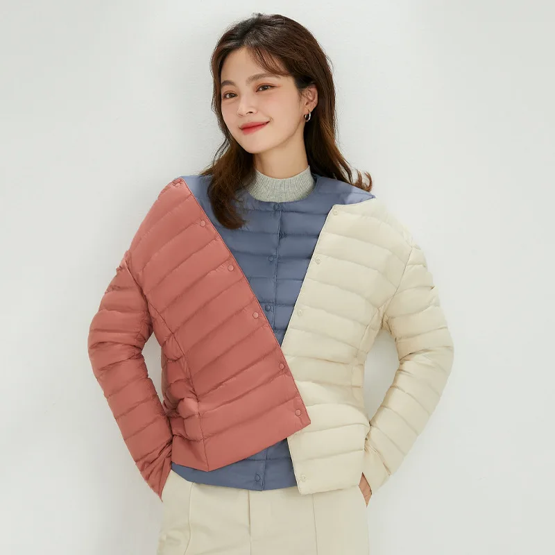 Jaket Puffer pendek Ultra ringan, jaket Wanita Korea Slim Fit, jaket musim gugur, mantel Puffer, Ultra ringan, mode, jaket musim dingin dan musim gugur, 2024