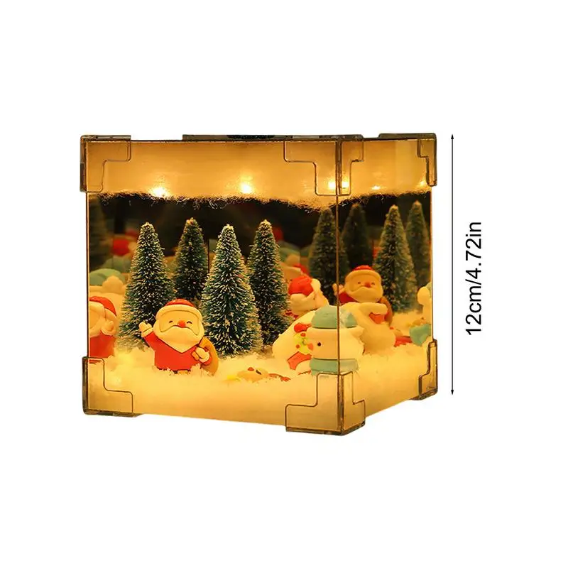 Christmas Night Light ตกแต่งห้องนอนคริสต์มาส USB Cube Light ตกแต่งคริสต์มาสวินเทจโคมไฟคริสต์มาสสําหรับโต๊ะข้างเตียง