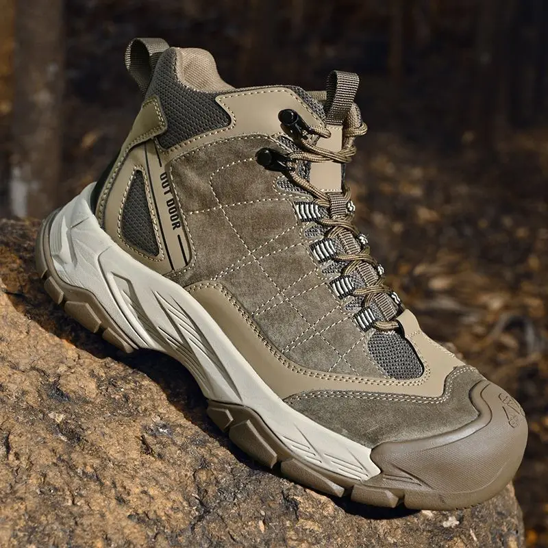 Leather Shoes Men Casual Luxury High Top Suede Sneakers Trekking Outdoor Hiking Camper Tooling +Boots Work Big Size 45 46 Winter