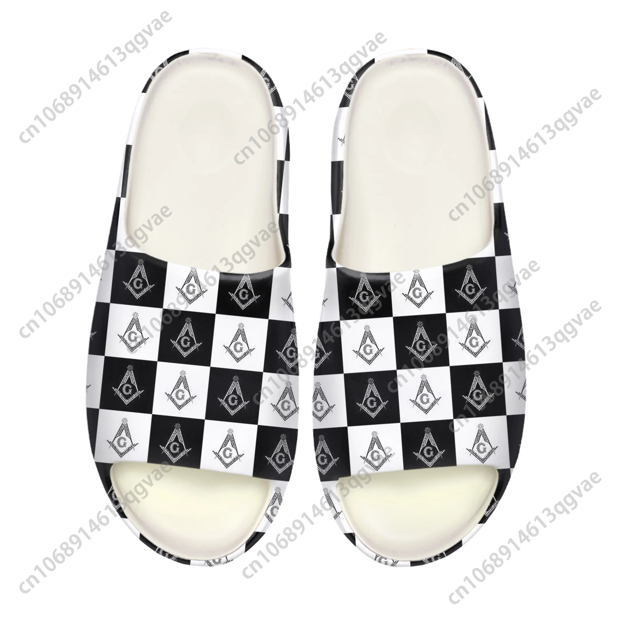 Masonic Mason Freemason Pattern Soft Sole Sllipers Mens Womens Teenager Bathroom Home Clogs Custom Water Shoes on Sandals Shoes