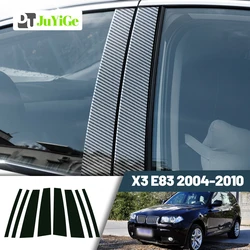 Glossy Black Carbon Fiber Window Door Deal B C Pillar Post Cover Sticker For BMW X3 E83 2004-2010 2005 2006 2007 2008 2009