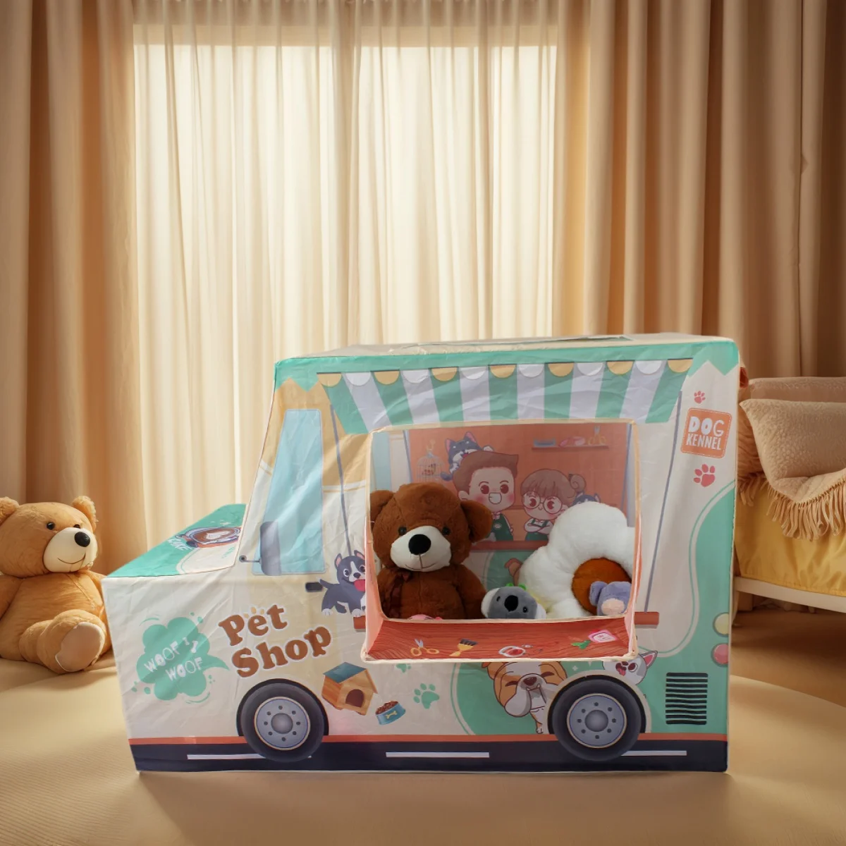 Castillo de juguete divertido para niños, diseño de coche verde para mascotas, tienda de juegos portátil al aire libre, juguete para casa de juego, tienda de juguete divertida para fiestas, gran regalo navideño y de Halloween, accesorios no incluidos