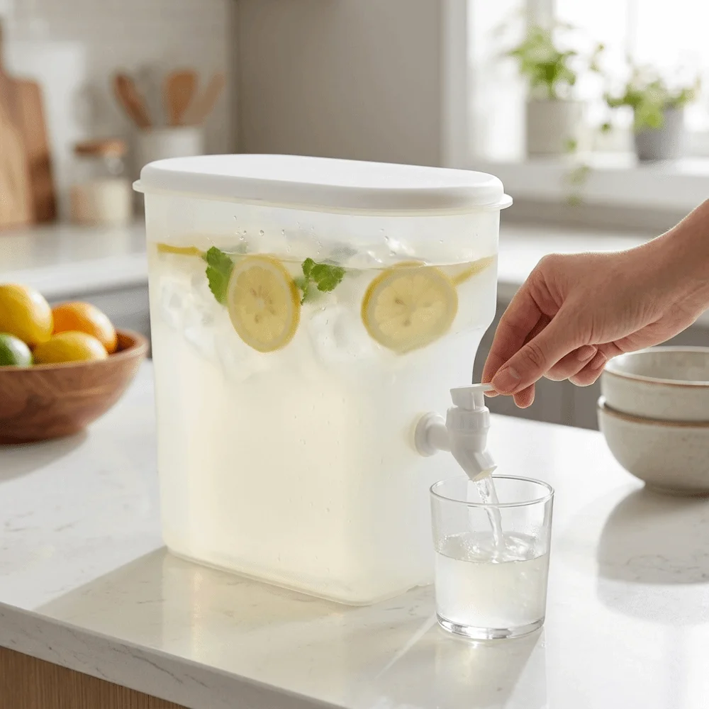 Easy To Clean 3500ML Beverage Dispenser PP Large Cover Drink Dispenser with Spout Sealing Spigot Water Kettle For Parties