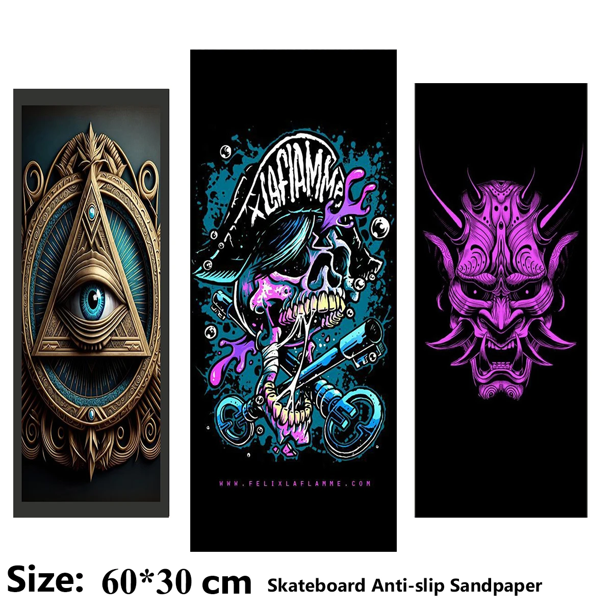 القراصنة واحدة الأرجواني العين نمط سكوتر كهربائي المضادة للانزلاق ملصق الصنفرة سكيت شريط لحام ورقة 60*30 سنتيمتر