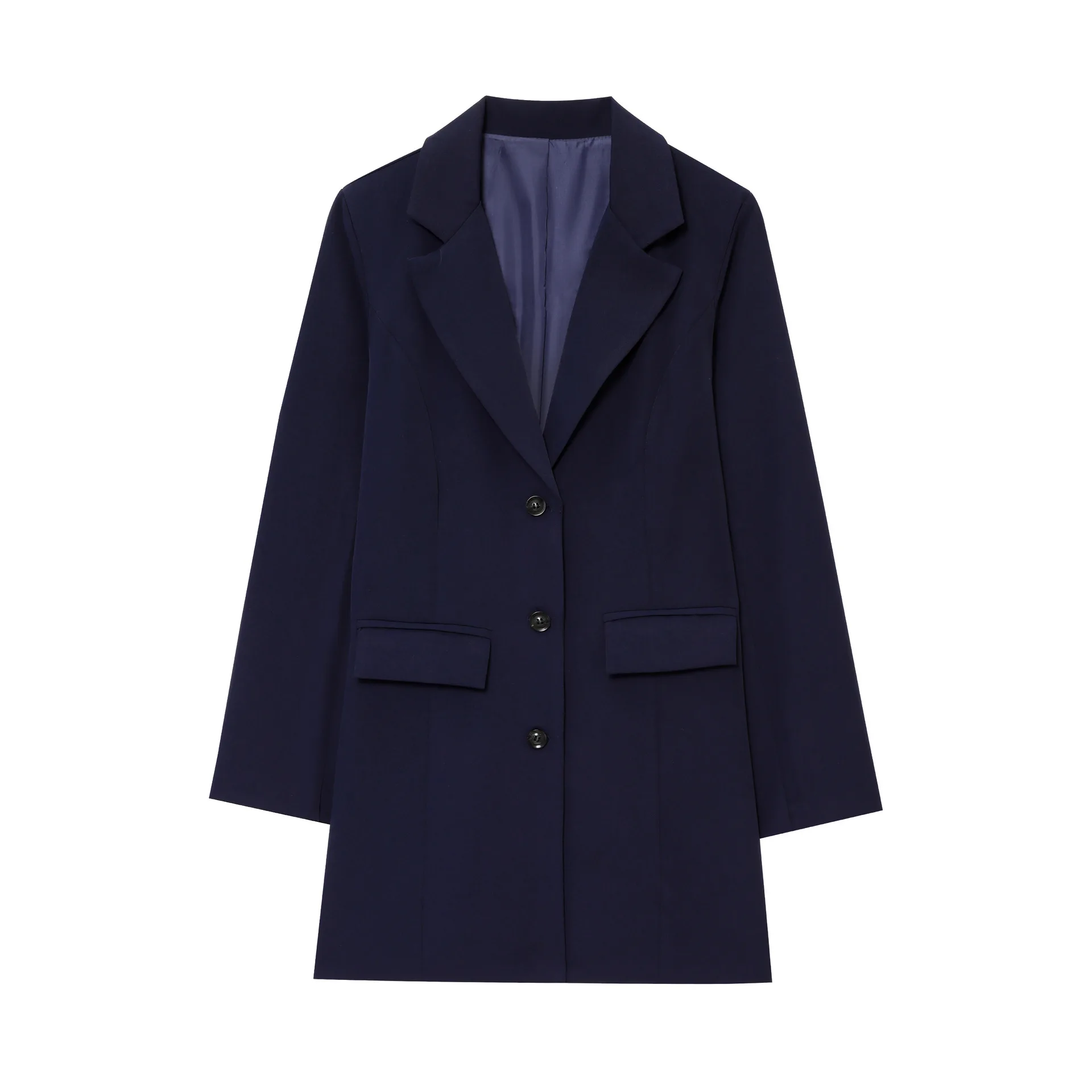 เสื้อคลุมลำลองสไตล์แฟชั่นข้ามพรมแดน ทรงหลวม สีดำล้วน ความยาวปานกลาง สำหรับผู้หญิง รุ่นเดี่ยว ฤดูใบไม้ร่วง ปี 2025