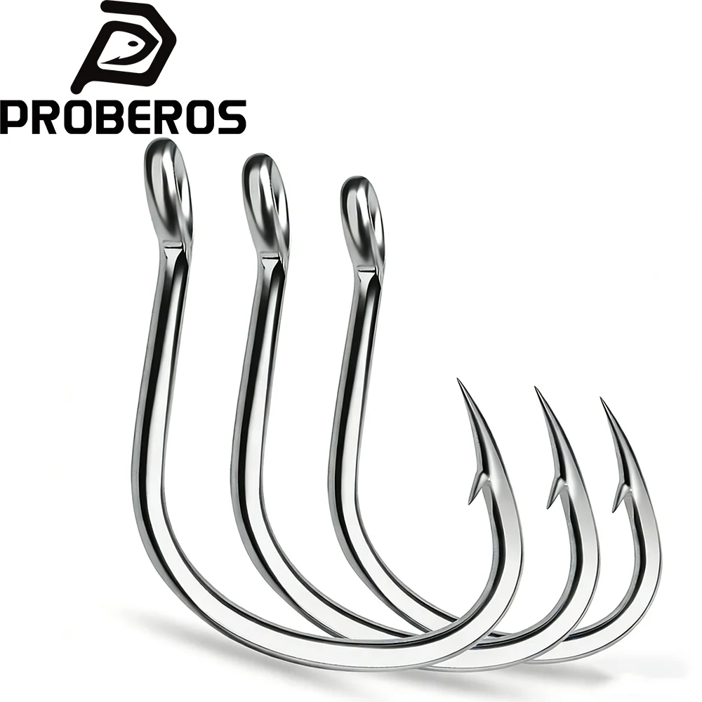 

PROBEROS 20Pcs Crank Jig Head Fishing Hooks 1/0-5/0# Barbed Single Circle Carp Hooks High Carbon Steel Fishhooks Fishing Tackle