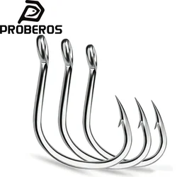 PROBEROS 20Pcs Crank Jig Head Fishing Hooks 1/0-5/0# Barbed Single Circle Carp Hooks High Carbon Steel Fishhooks Fishing Tackle