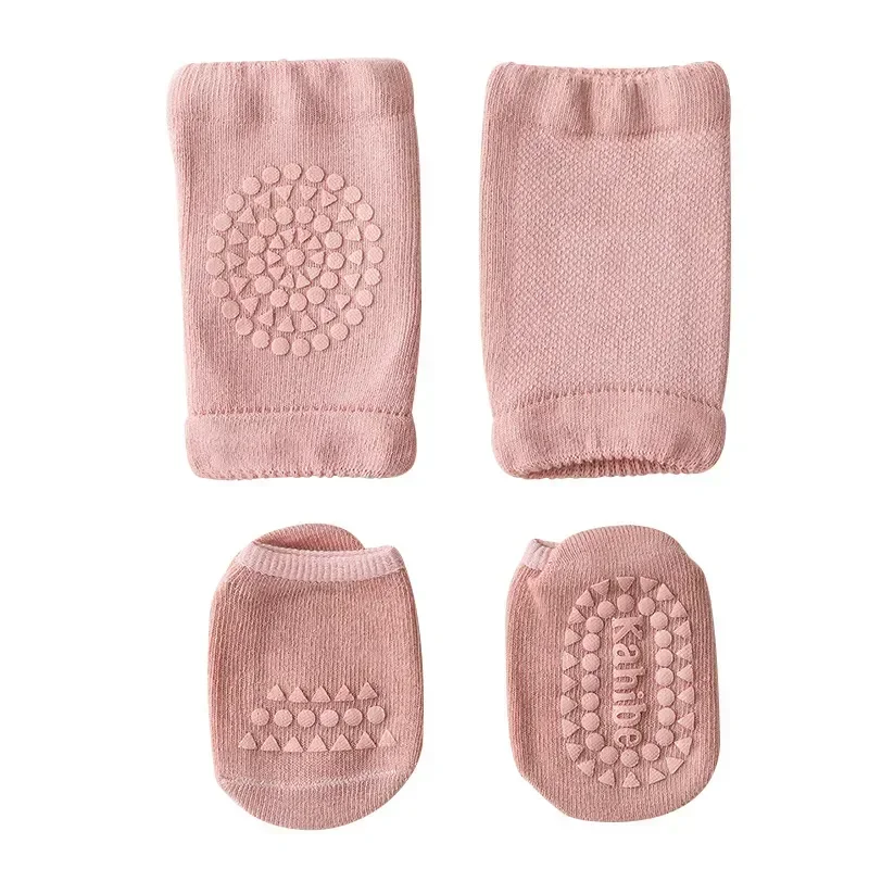 Baby Knee Pads Socks Set Solid Color Anti Slip Socks Kneepad Kid Crawling Safety Floor Socks Knee Protector for Girls Boys