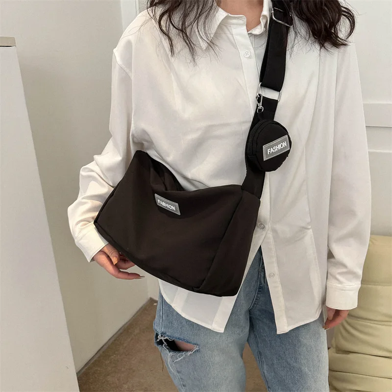 

INS Simple Campus Canvas Bag 2023 Spring New High Capacity Bag Women's Bag Fashion Girl Single Shoulder Crossbody Bags for Women