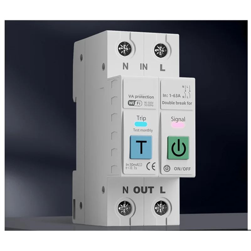 FFYY-Suara Remote Control 2P TUYA Wifi Pemutus Sirkuit Pintar Pengatur Waktu Waktu Nyata Meteran Energi Sakelar Pelindung Arus Tegangan