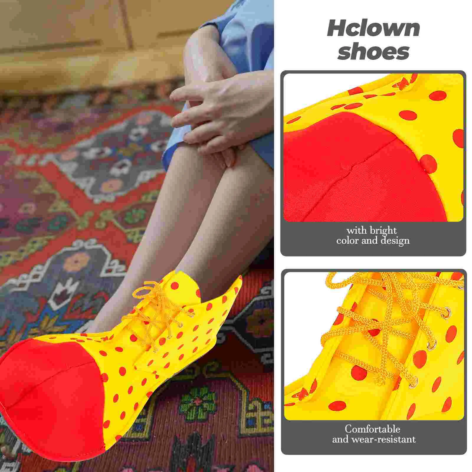 A Pair of Average Size Clown Shoes Dot Halloween Costume Clown Shoes for Women Men (02) clown shoes adult men