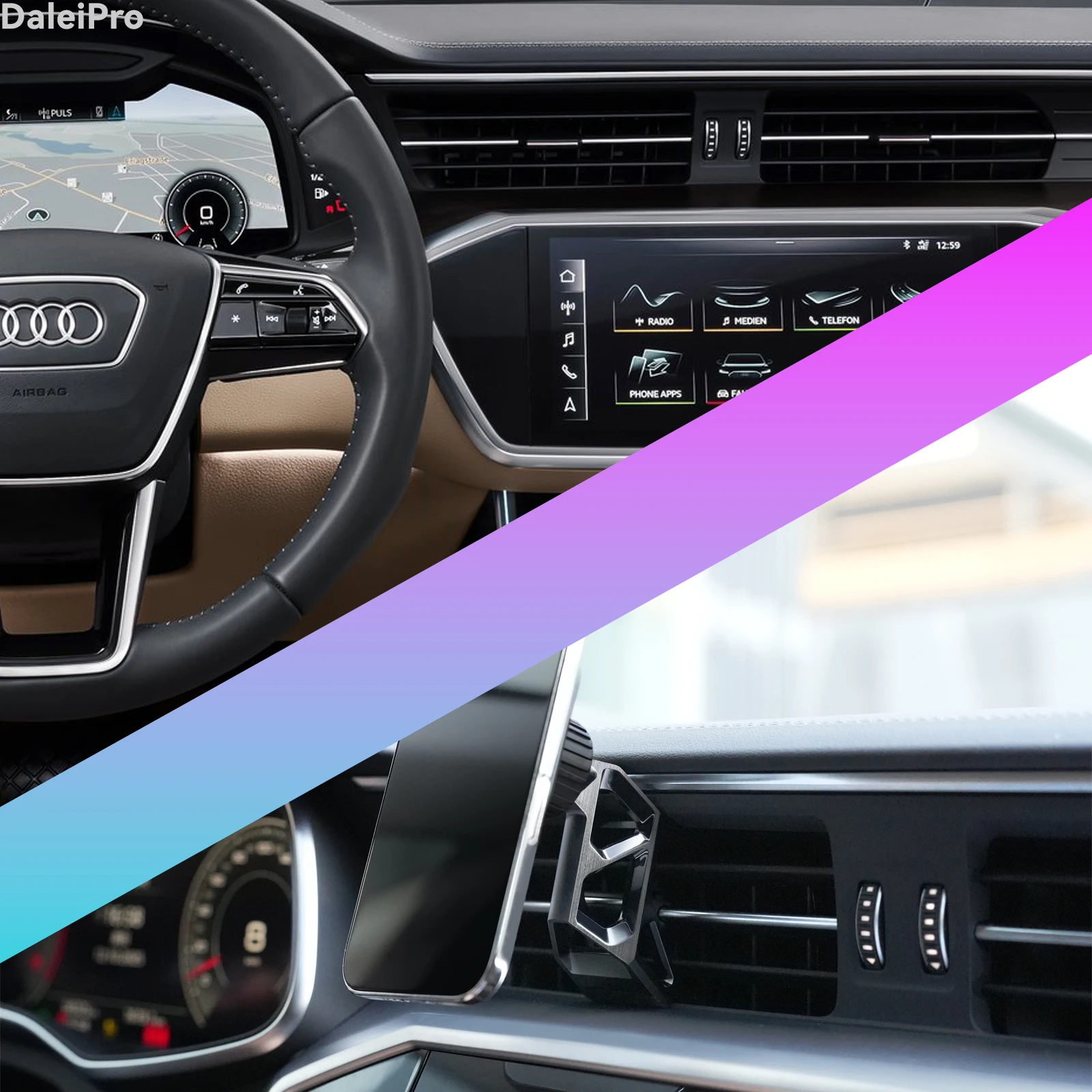 LHD RHD für Audi A6 C8 2019 2020 2021 2022 2023-2025 A7 Auto-Handyhalterung, Fahrzeugspezifische Austauschbare Armaturenbrett-Handyhalterung – Detail 5