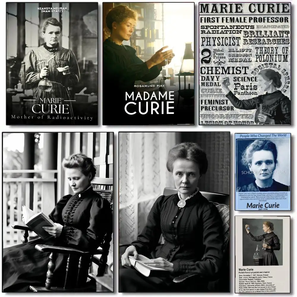 scientist pioneering M-Marie Curie Poster Wall Art Printed Decor Sticker Stylish Home Gift for Living Room Bedroom Corridor Cafe