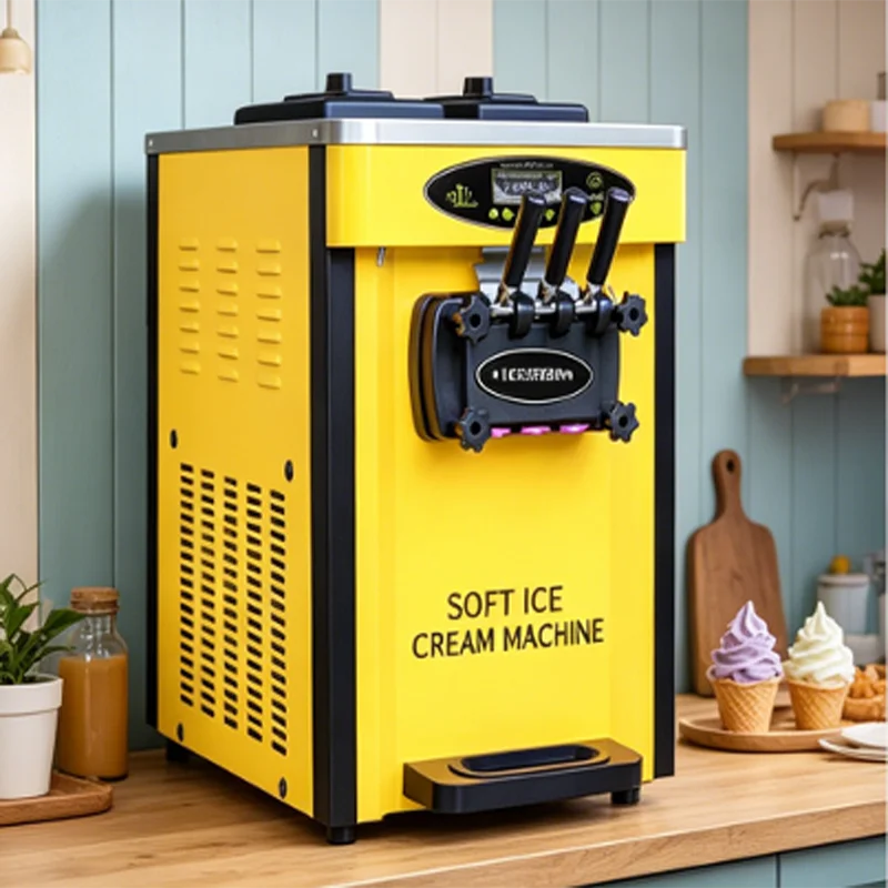 Mini Ice Cream Machine Commercial Table Top 3 Flavors Softy Ice Cream Machine Prices