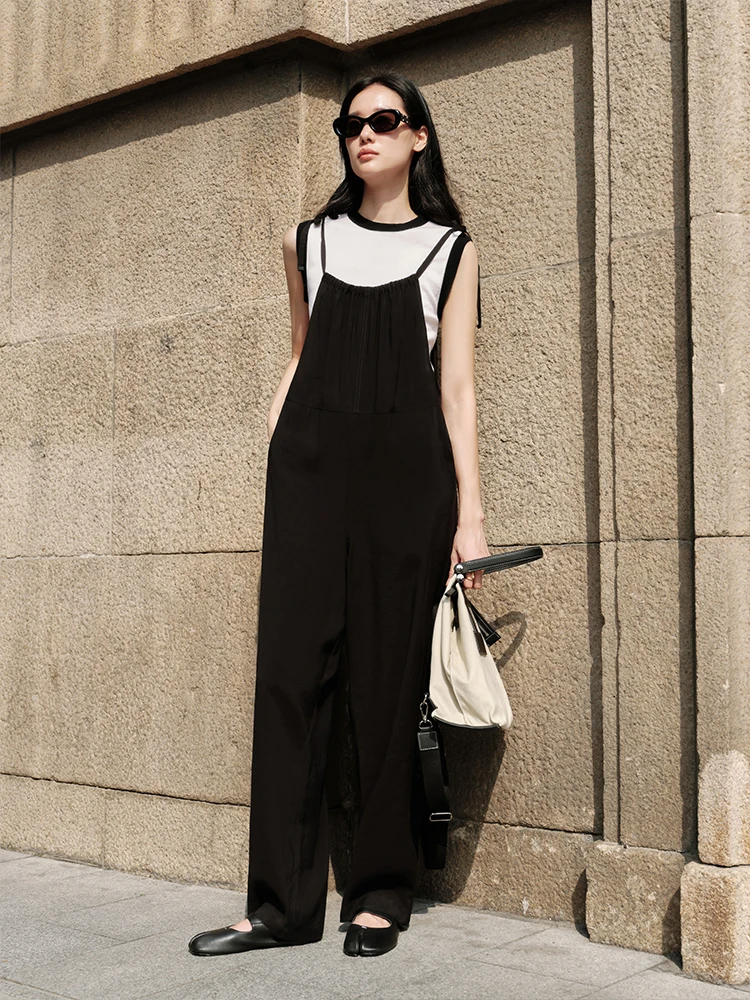 

ChillCozy Smooth Single-Hole Silk Dstring Loose Slimming Strap Pants Women's Art Museum Casual Trousers Commute Sle