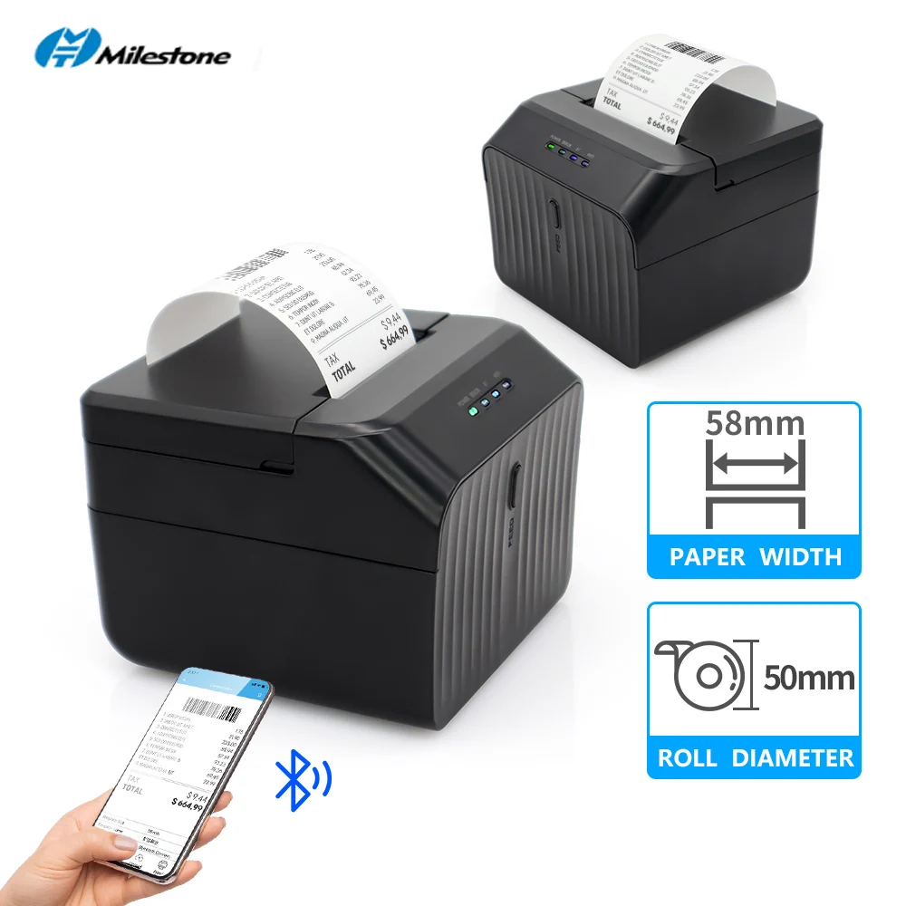 Milestone Mini 2inch طابعة Receipt Bill ImpresoraCash USB Bluetooth Thermal Printer Computer Impresora Termica Pegatinas Dtf